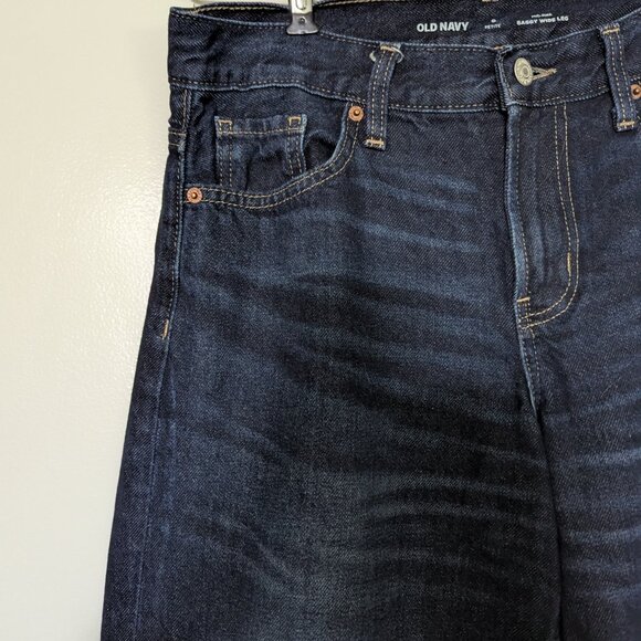 Mid-Rise Baggy Wide-Leg Dark Denim Jeans 6 Petite - Picture 4 of 7